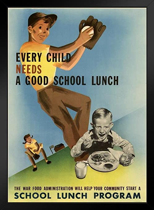 During the war, the War Food Administration created school lunch programs in the U.S. 

The country realized that so many young men had been rejected from military service based on poor nutrition that Congress passed the National School Lunch Act in 1946 “as a measure of national security.”