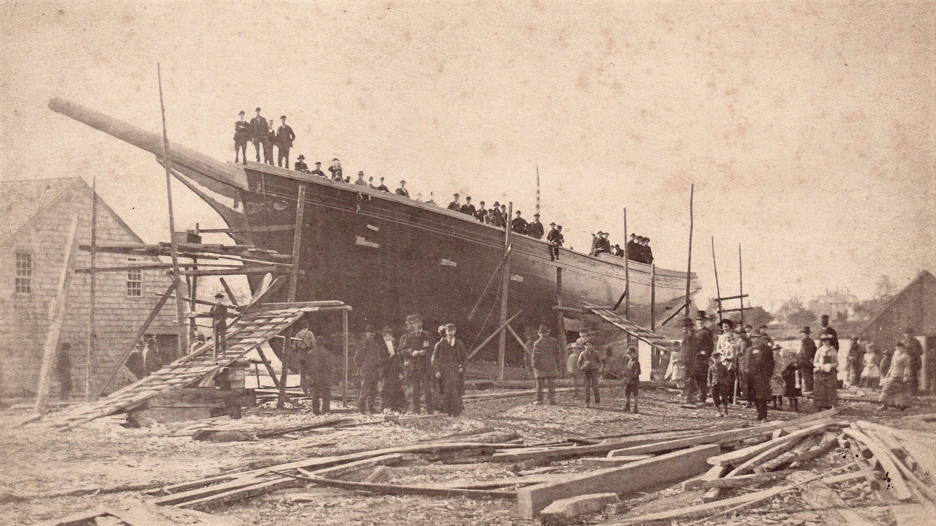 Schooner Elsie M Smith at David Clark Shipyard, c.1890