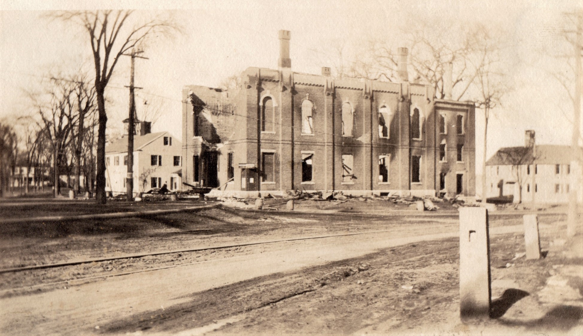 The Kennebunk Town Hall was destroyed by a fire on March 19th 1920.