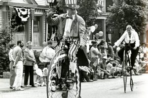 Zip Amarchi as Uncle Sam leading the 1986 Old Home Week Parade