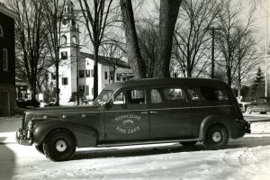 Kennebunk's first ambulance provided by the Rotary Club, c.1950.