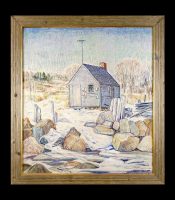 Winter on Maine Coast, oil on canvas, by Mildred Burrage. c.1940s