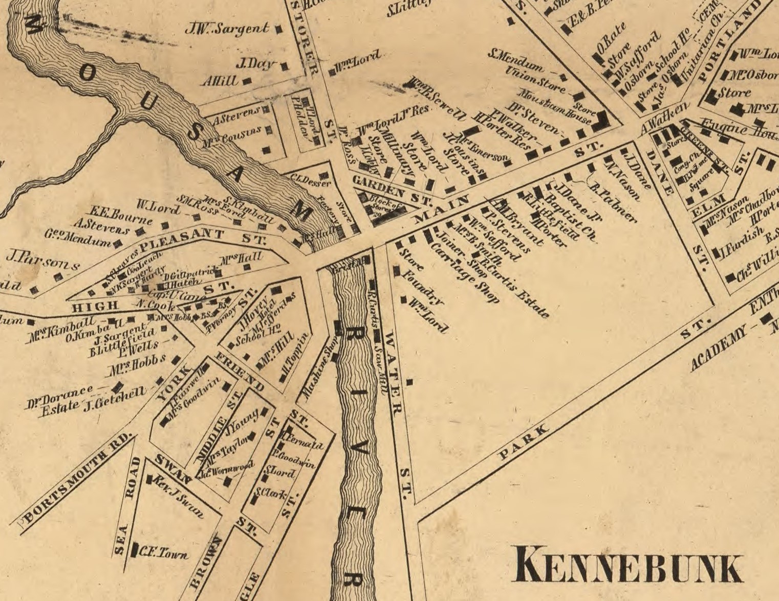 1856 Kennebunk Village Map cropped